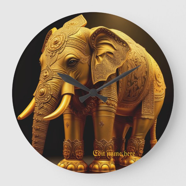 Königlicher vergoldeter Elefant Große Wanduhr (Vorderseite)
