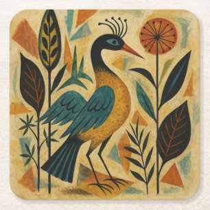 Königlicher Vogel des wilden Hains Rechteckiger Pappuntersetzer