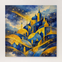Königliches abstraktes Fantasy-Schloss-Watercolor-