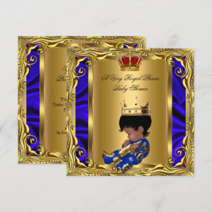 Königliches Baby-Blau-Baby-Party Regal Rot Gold Ju Einladung