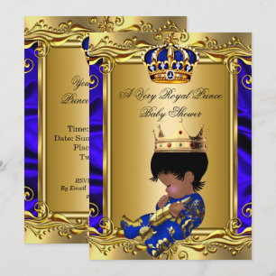 Königliches Baby-Shower in Royal Blau, Regales Gol Einladung