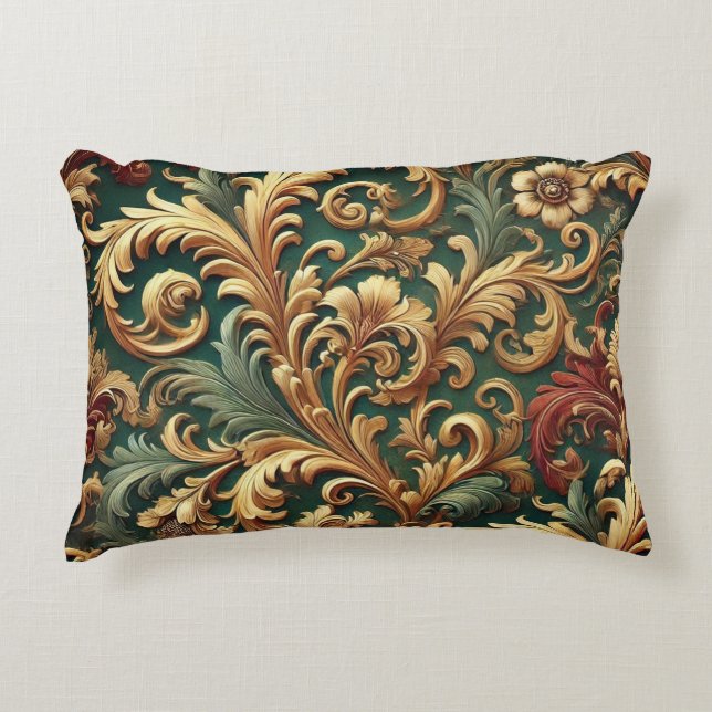 Königliches Barock-Blumenmuster Dekokissen (Vorderseite)