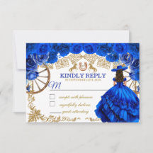 Königliches Blau Gold Cowboy Quinceañera RSVP