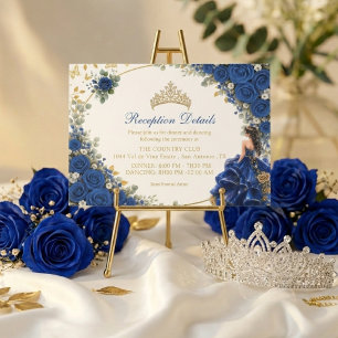 Königliches Blau Golden Schmetterling Quinceañera  Begleitkarte