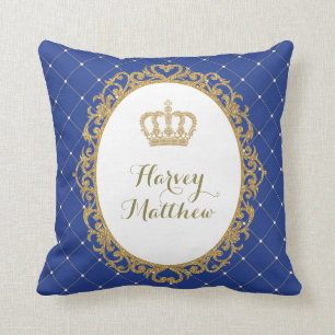Königliches Blau-Goldprinz Nursery Decor Pillow Kissen