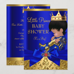 Königliches Blau Rot Gold Prinz Junge Baby Shower  Einladung