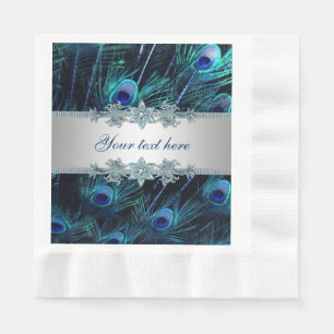 Königliches Blau Silber Pfau Serviette