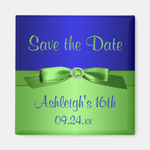 Königliches Blau und Limoner Grün-Save the Date Magnet