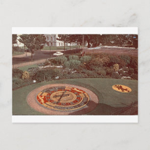 Königliches Blumen-Uhr Vintage-Garten-Fotografie Postkarte