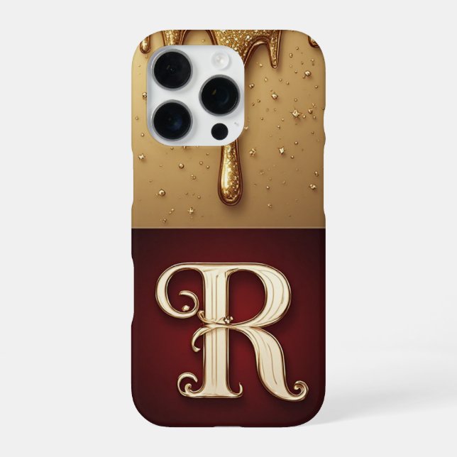 💎 Königliches Glitter R Monogramm tropft Funkeln iPhone Hülle (Rückseite)