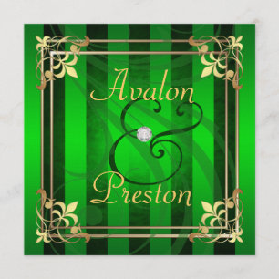 Königliches Goldmit filigran geschmückte grüne Einladung