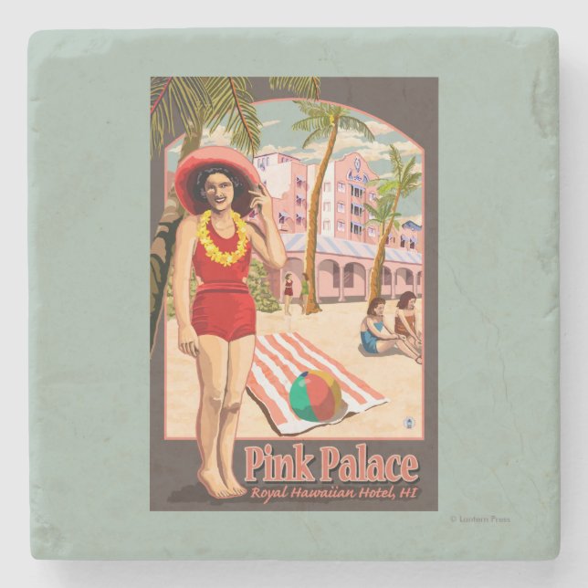 Königliches hawaiisches Hotel in Hawaii Steinuntersetzer (Vorderseite)