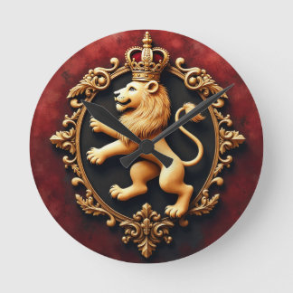 Königliches Heraldik-Tapetenmuster Runde Wanduhr