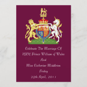 Königliches Hochzeits-Wappen Einladung (Burgunder)