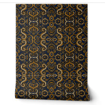 Königliches Indigo-Gold-Paisley-Ornament Afrikanis