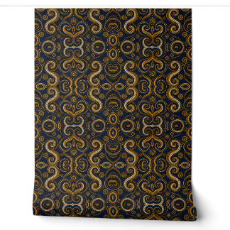 Königliches Indigo-Gold-Paisley-Ornament Afrikanis Tapete