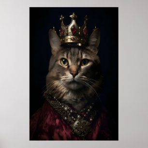 Königliches Katzenporträt, Lustige Aristokratische Poster