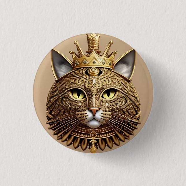 Königliches Katzenprofil Button (Vorderseite)