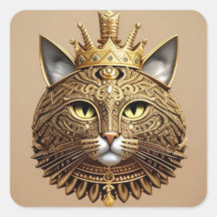 Königliches Katzenprofil Quadratischer Aufkleber