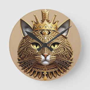 Königliches Katzenprofil Runde Wanduhr