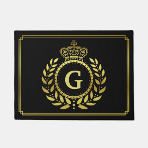 Königliches Kronen-Lorbeerwreath-Schwarz-Gold mit Fußmatte