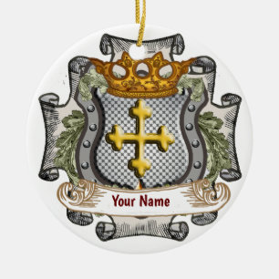 Königliches Kronenschild-Nachnamensornament  Keramik Ornament