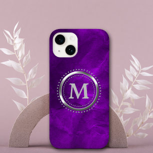 Königliches lila Chrom-Monogramm Case-Mate iPhone 14 Hülle