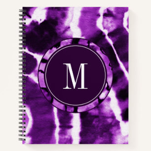 Königliches Lila Cool Boho Tie Dye Wasserfarbe Mon Notizbuch