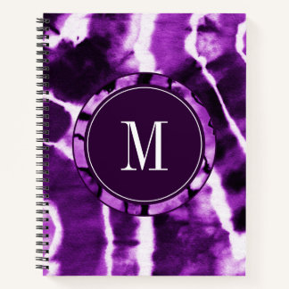 Königliches Lila Cool Boho Tie Dye Wasserfarbe Mon Notizbuch
