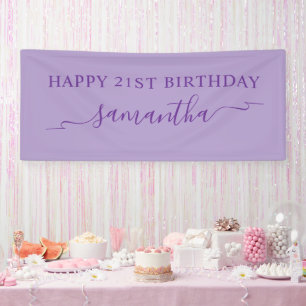 Königliches Lila Frohes 21. Geburtstagsband Name Banner