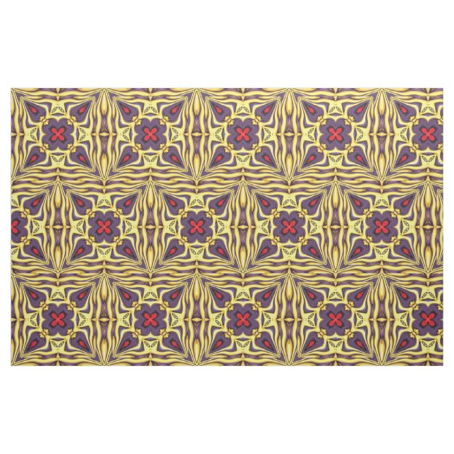 Königliches lila gelbes Vintages Kaleidoskop Stoff (Fat Quarter (45,7 x 55,9 cm))