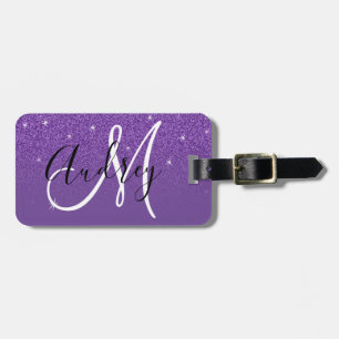 Königliches Lila Glitter Ombre personalisiertes Mo Gepäckanhänger