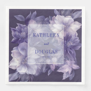 Königliches Lila Lavendel Weiß Florales Hochzeits- Serviette