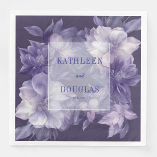 Königliches Lila Lavendel Weiß Florales Hochzeits- Serviette