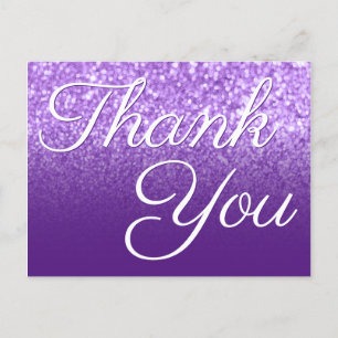 Königliches Lila Ombre Bokeh Glitter Danke Postkarte