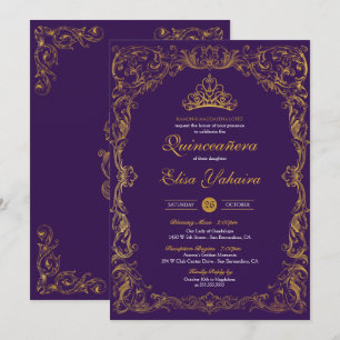 Königliches Lila Regales Gold Diadem Prinzessin Qu Einladung