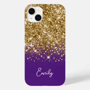 Königliches Lila und Gold Glitter Glamour Case-Mate iPhone 14 Plus Hülle