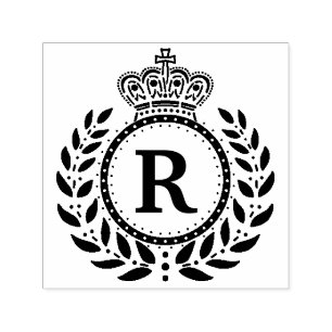 Königliches Lorbeerwreath-Kronen-Monogramm Permastempel