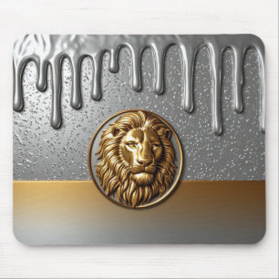 Königliches Löwenwappen mit goldener Metalltextur Mousepad