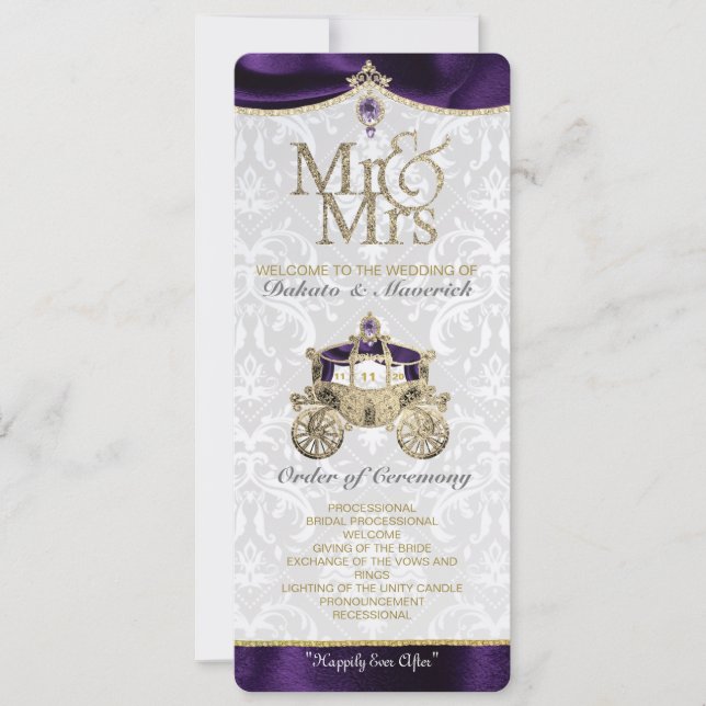 Königliches Märchen-Hochzeitsprogramm Einladung (Vorderseite)