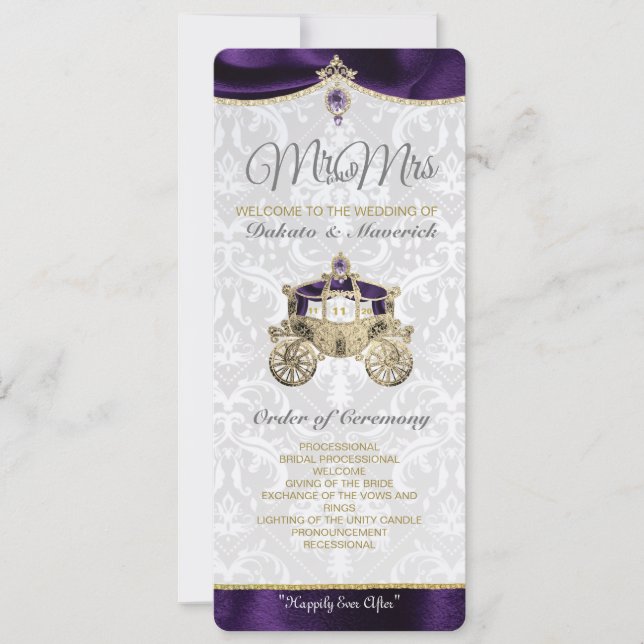Königliches Märchen-Hochzeitsprogramm Einladung (Vorderseite)