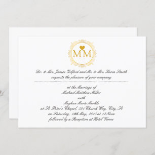 Königliches Monogramm-Goldskript der Einladung