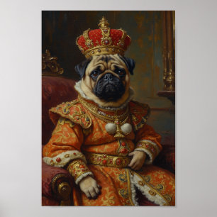 Königliches Mops-Porträt Poster