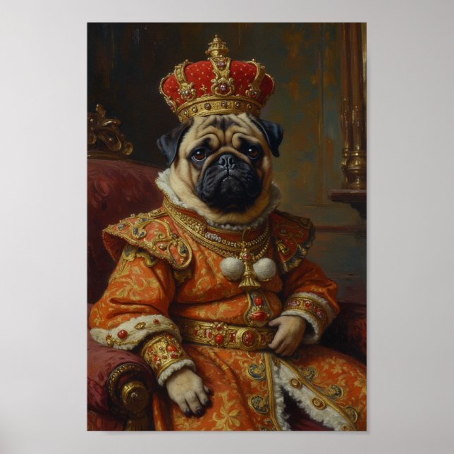 Königliches Mops-Porträt Poster (Vorne)
