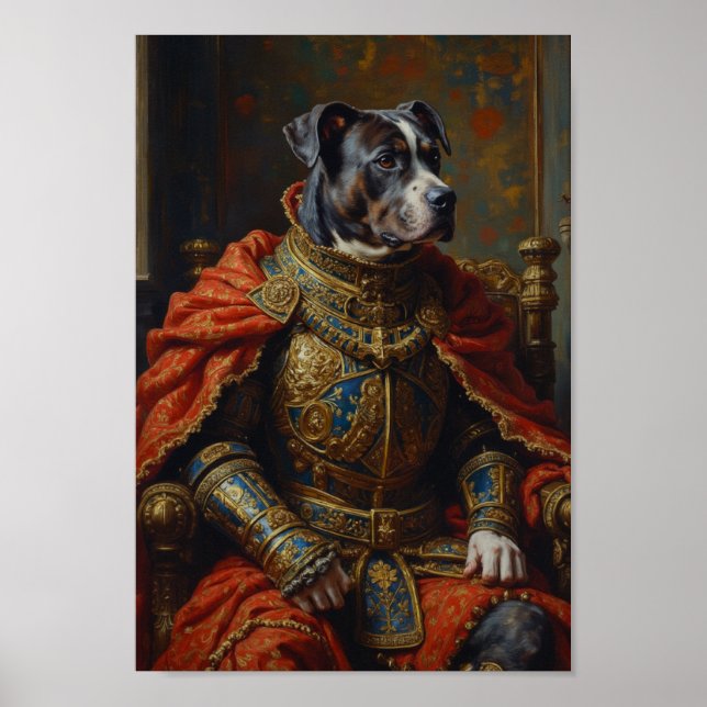 Königliches Pitbull-Porträt Poster (Vorne)