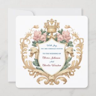 Königliches Regal-Blumenmuster Hochzeit Elegant Ro Einladung