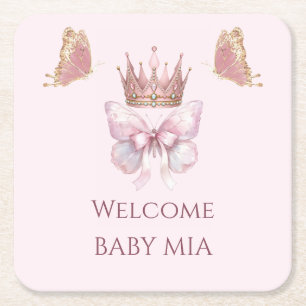 Königliches Rosa Schmetterling Prinzessin Baby Sho Rechteckiger Pappuntersetzer