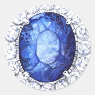 Königliches Saphir-Vorlagen-Aquarell Runder Aufkleber