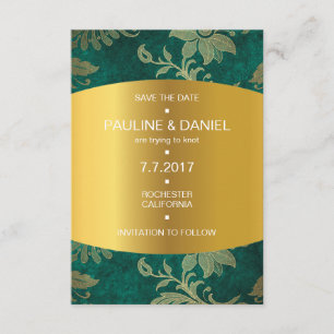 Königliches Save The Date Golden Grüner Samt Vip