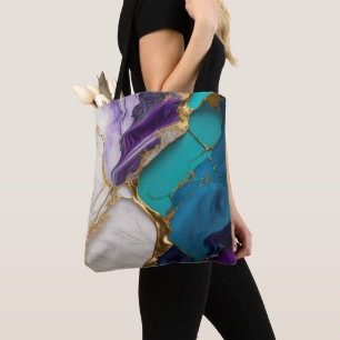 Königliches Teal & Amethyst-Marmor mit Goldadern